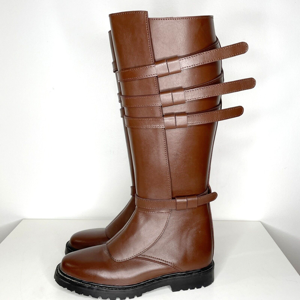 Gladiator Polo Boots Tall Brown Leather Cover Straps Star Wars Obi Wan Kenobi